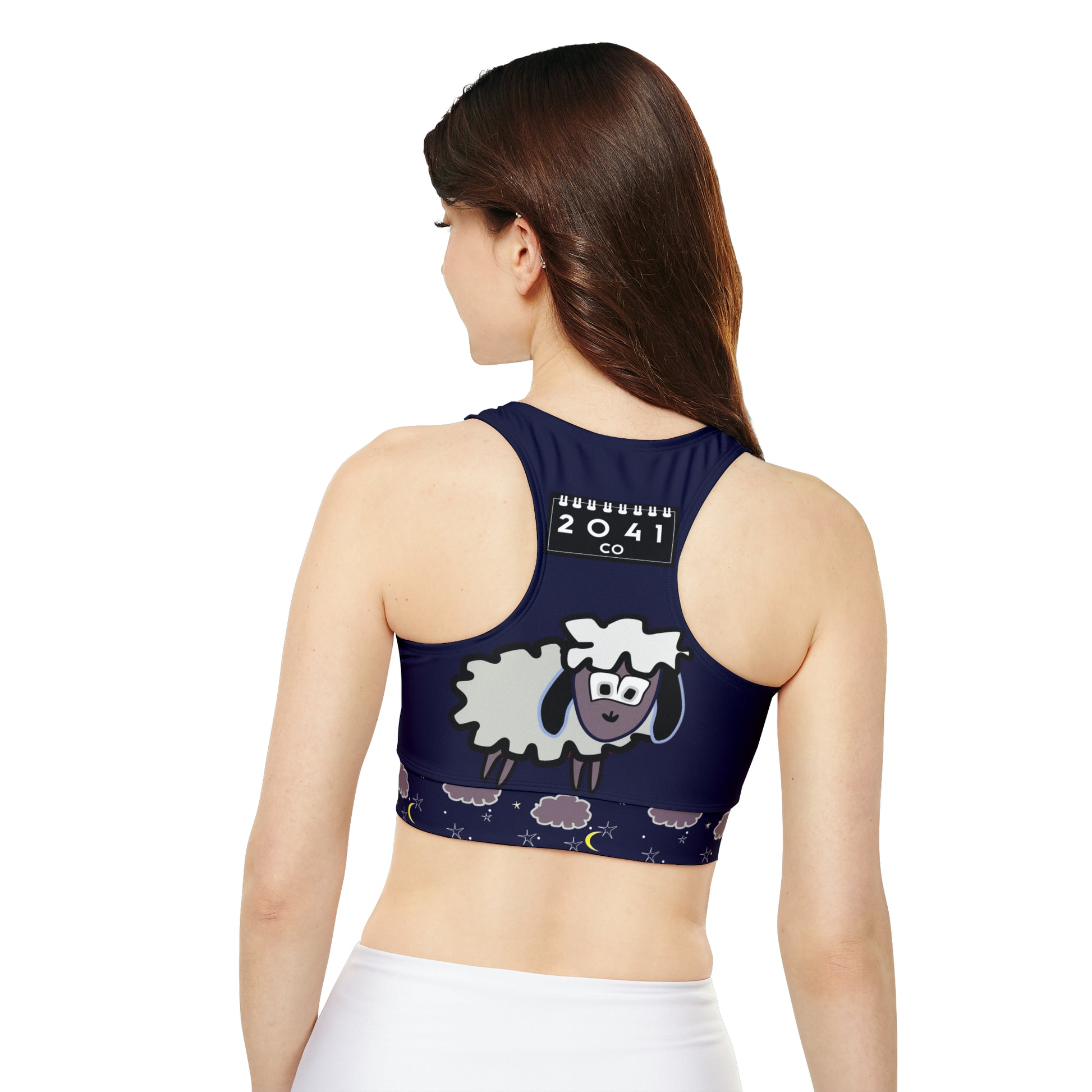 2041 CO HIGH NECK SPORTS BRA | BLEEPY SHEEPIE DARK - 2041co